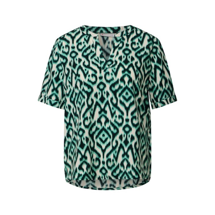 Street One blouse Km groen ecru zwart